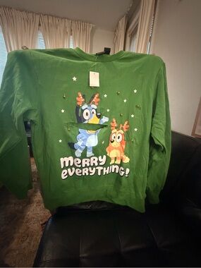 Women bluey cutout ugly sweater